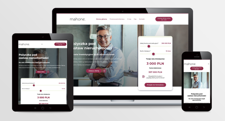 Strona internetowa w oparciu o indywidualny projekt graficzny dla firmy MAHONE w oparciu o indywidualny projekt graficzny i system CMS WordPress